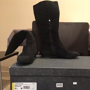 Via Spiga Kira Black Suede Rider Boots Size 8.5